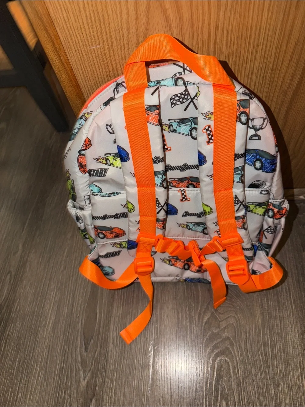 Kids Racing Cars Backpack - Orange Trim